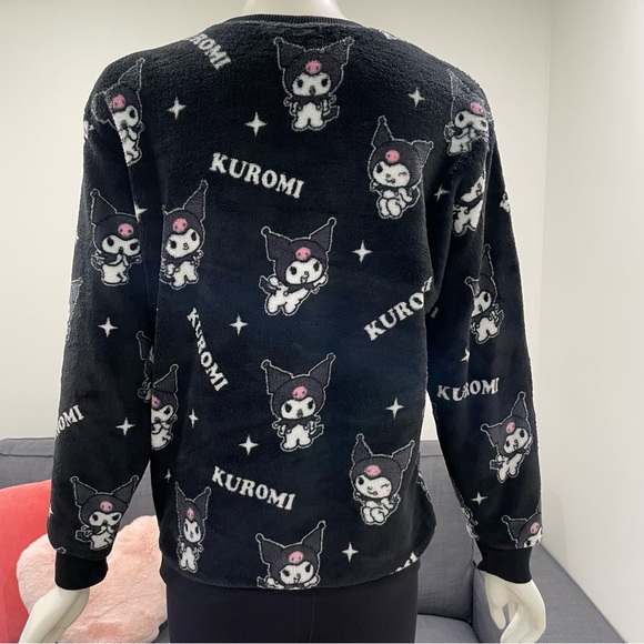KUROMI by Sanrio Plush Cozy Crewneck Top All Over Print Size M - Picture 4 of 16